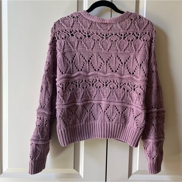NWOT Lascana Pearl Button Crochet Cardigan Sweater in Mauve size 8-10 - Picture 7 of 16